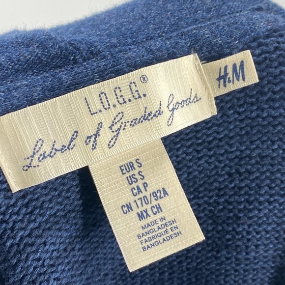 H&M LOGG Men's Navy Blue Thick Warm Knitted Hoodie - Picture 5 of 5